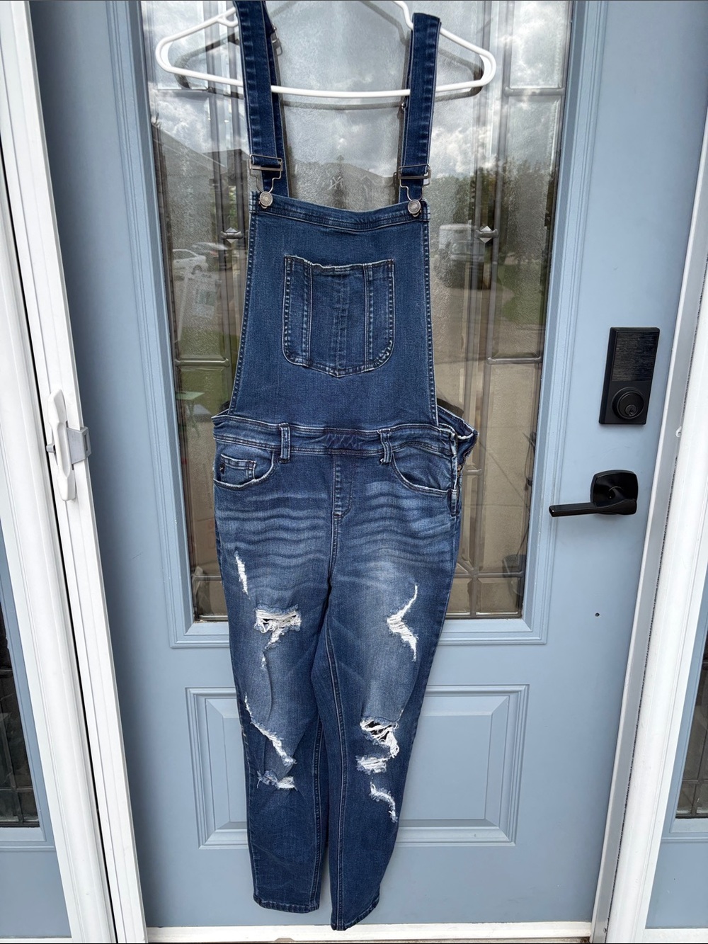KanCan Medium Blue Denim Overalls with Zip Detail